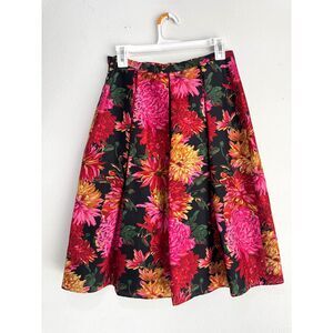 Talbots pure silk skirt VTG pleated spring summer easter floral romantic women 6